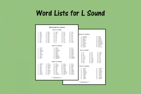 Word Lists for L Sound