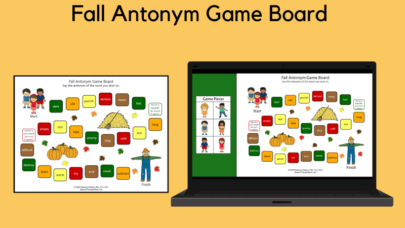 Fall Antonym Game Board