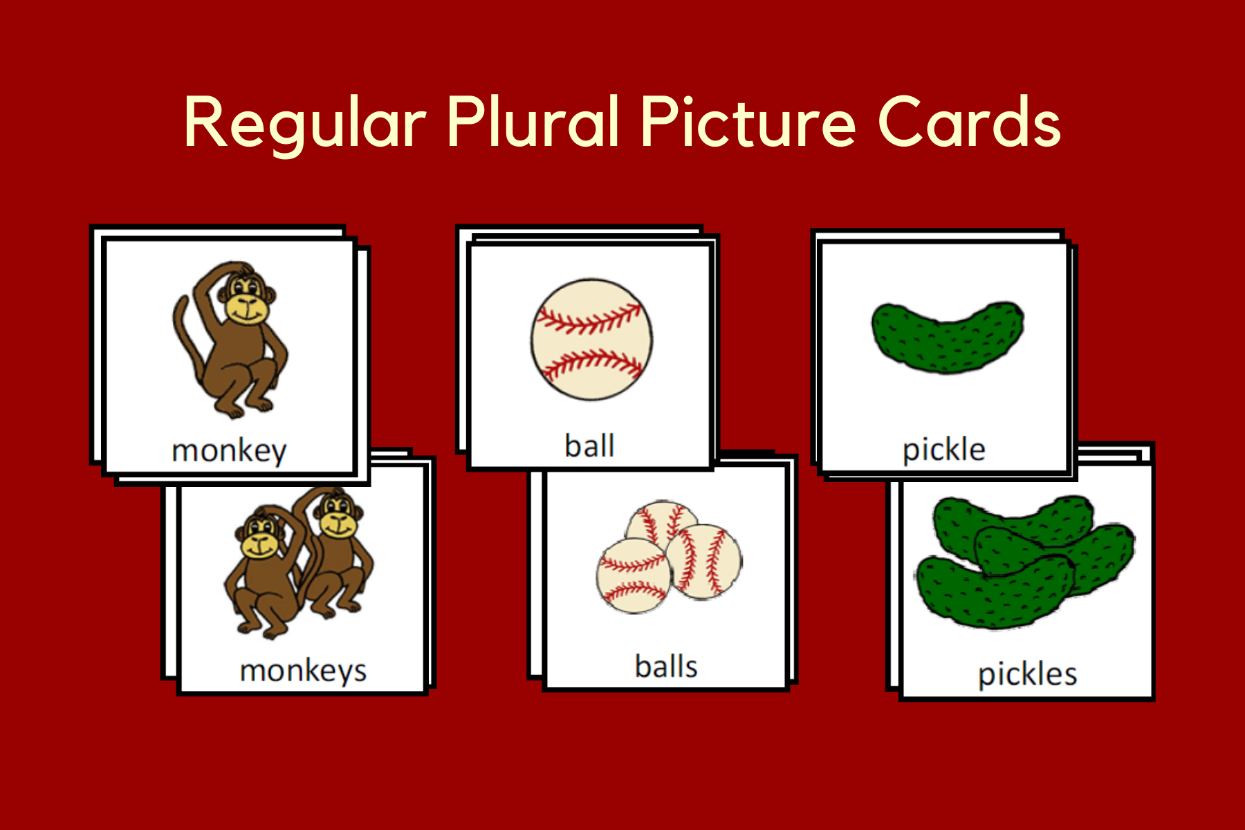 Regular Plural Picture Cards Speech Therapy Ideas