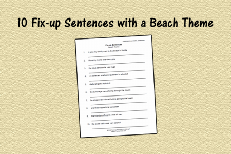 10 Fix-up Sentences with a Beach Theme