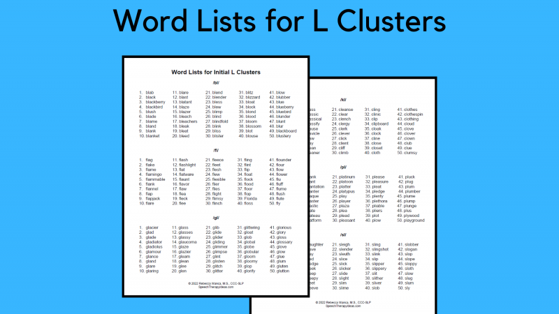 Word Lists For L Clusters