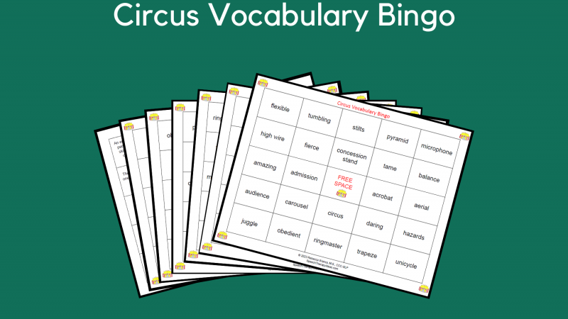 Circus Vocabulary Bingo