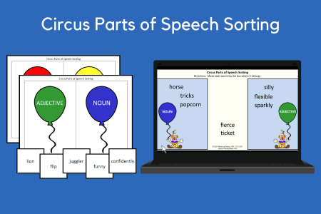 Circus Parts of Speech Sorting