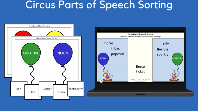 Circus Parts Of Speech Sorting