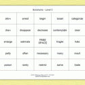 Synonym Bingo Game – Level 3