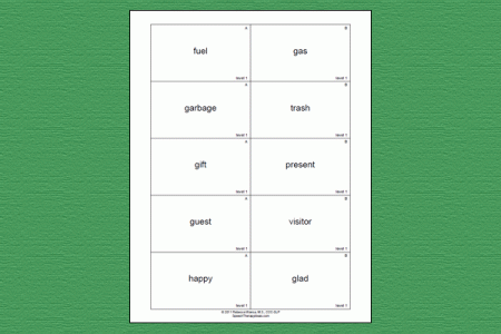 synonym game cards level 1
