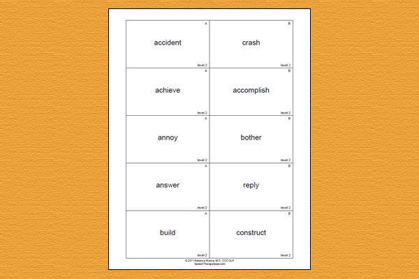 Synonym Game Cards – Level 2