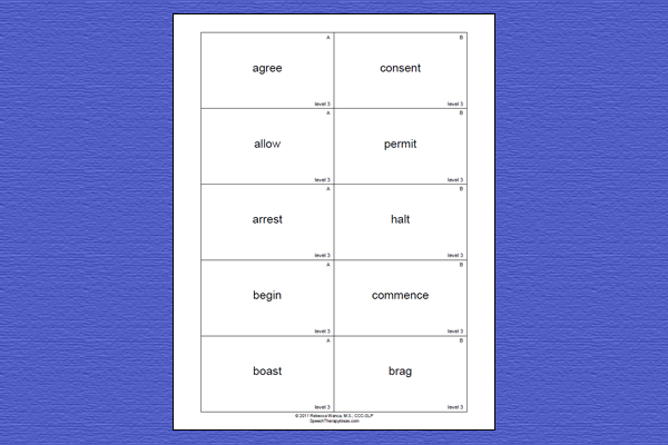 Synonym Game Cards – Level 3