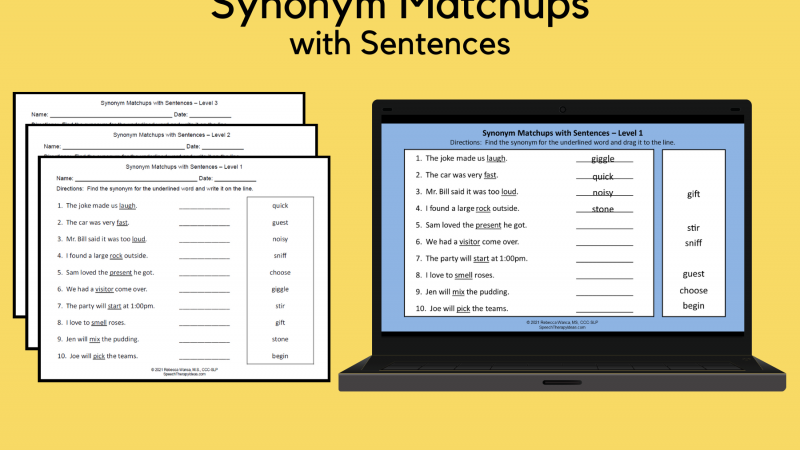 Synonym Matchups With Sentences