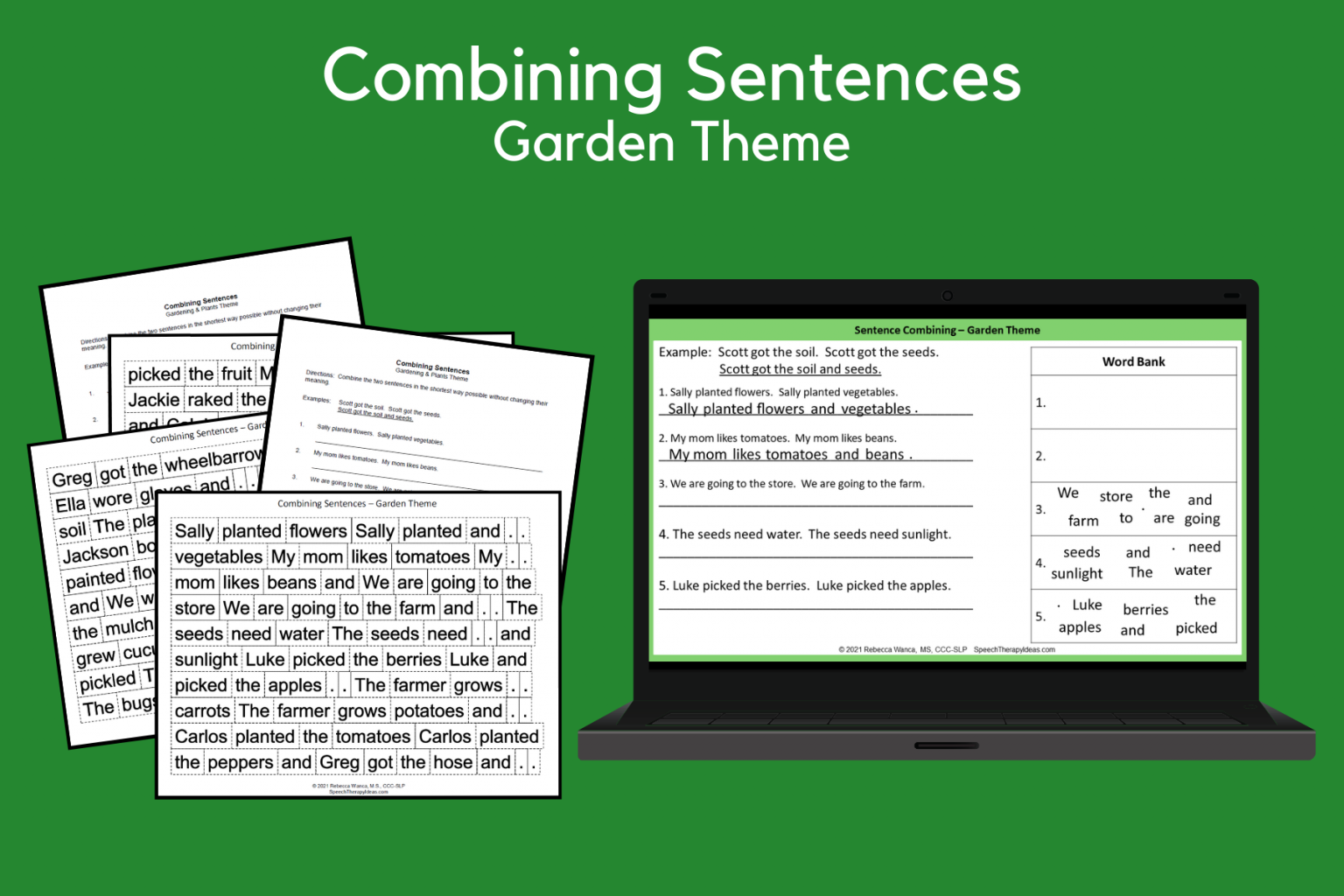 Combining Sentences Garden Theme Speech Therapy Ideas