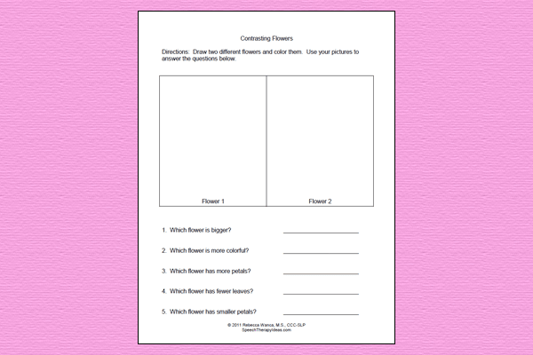 Compare and Contrast Flowers Worksheet