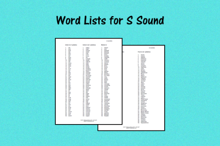 Word Lists for S Sound