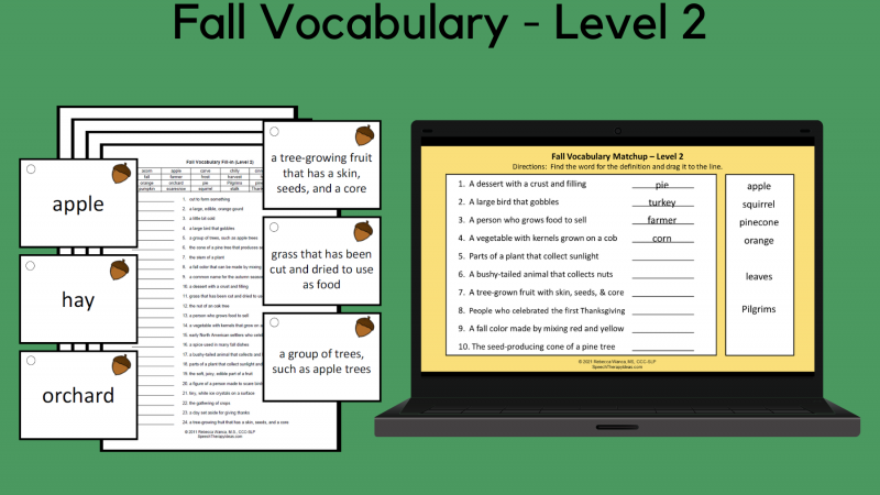 Fall Vocabulary – Level 2