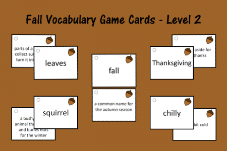Fall Vocabulary Game Cards - Level 2