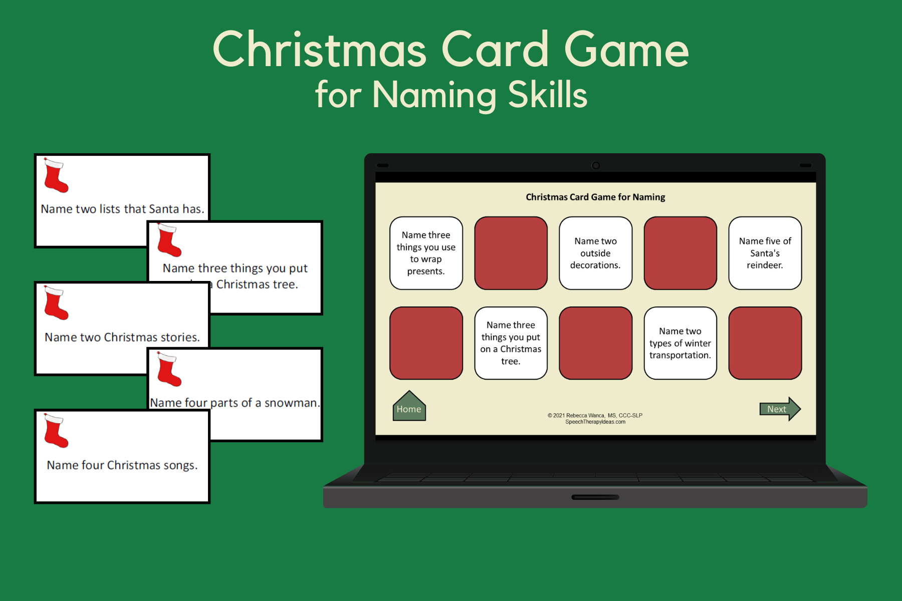 Christmas Card Game for Naming Skills