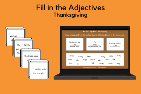 Fill In the Adjective Sentences - Thanksgiving