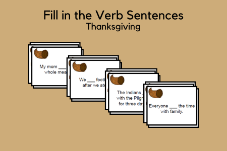 Fill in the Verb Sentences - Thanksgiving
