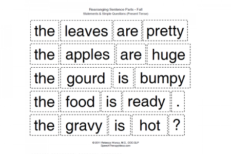 Rearranging Sentence Parts - Fall Theme