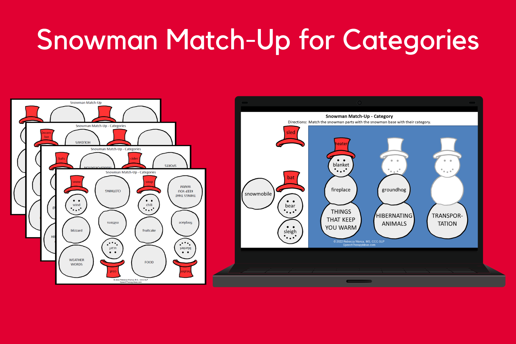 Snowman Match-Up For Categories