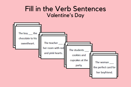 Fill In the Verb Sentences for Valentine's Day