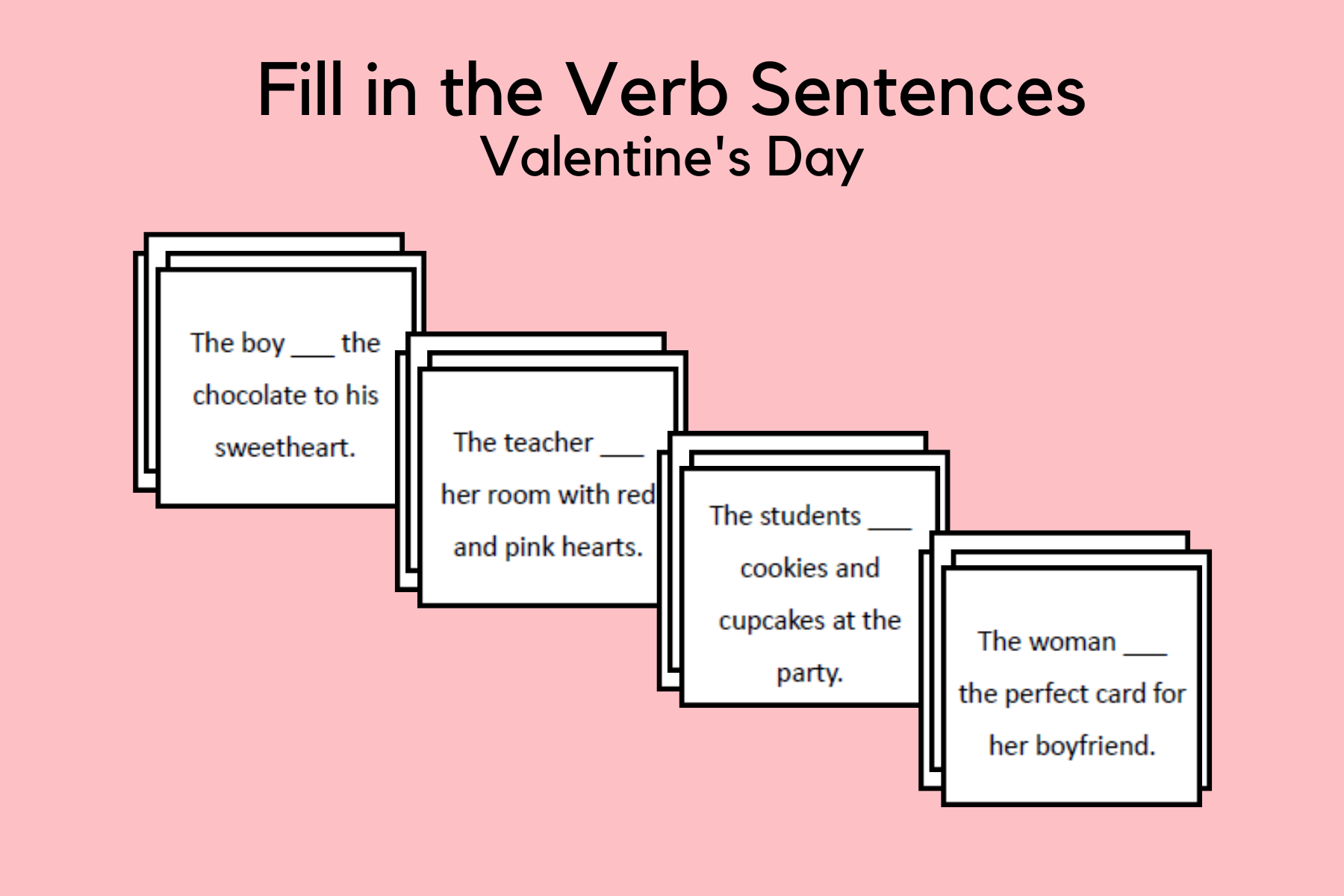 Fill In The Verb Sentences For Valentine’s Day