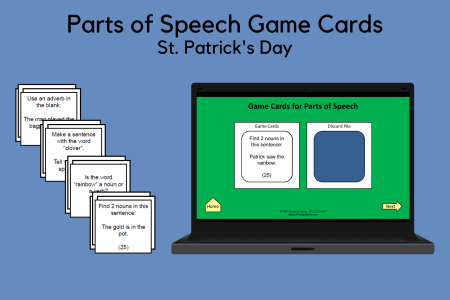 Parts of Speech Game Cards for St. Patrick's Day