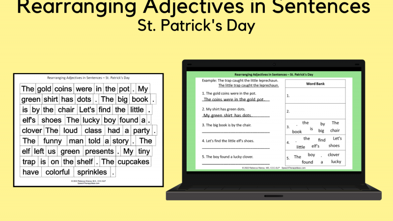 Rearranging Adjectives In Sentences – St. Patrick’s Day