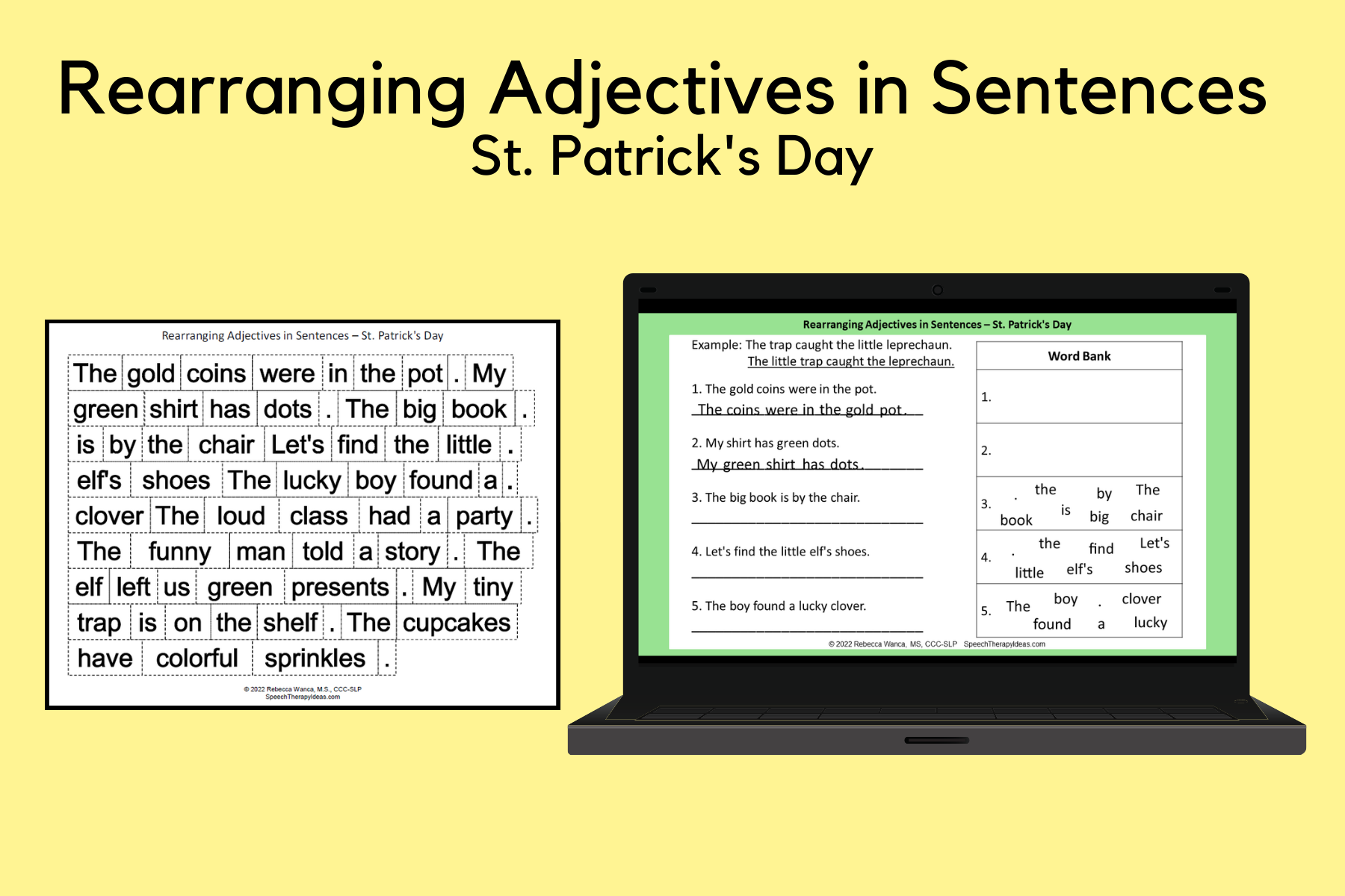 Rearranging Adjectives in Sentences – St. Patrick’s Day