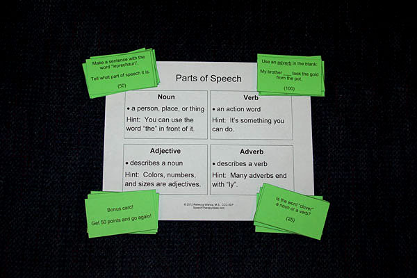 Parts of Speech Card Game for St. Patrick’s Day
