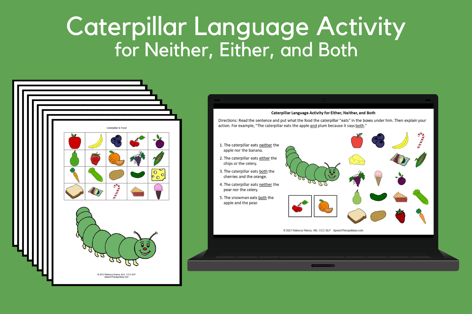 Caterpillar Language Activity for Neither, Either, and Both