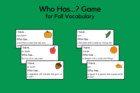 Who Has...? Game Cards for Fall Vocabulary