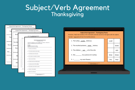 Subject & Verb Agreement - Thanksgiving Theme