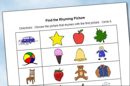 Find the Rhyming Pictures Worksheet