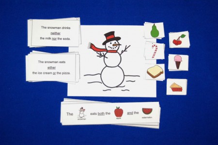 Snowman Language Activity for Either, Neither, and Both