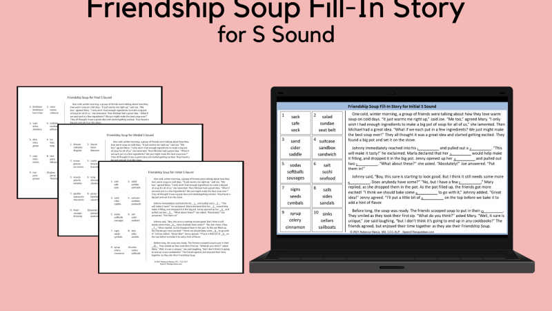Friendship Soup Fill In Story For S Sound