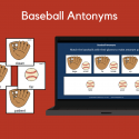 Baseball Theme Antonym Word Cards