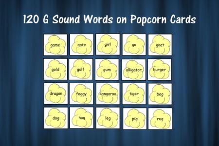 120 G Sound Words on Popcorn Cards