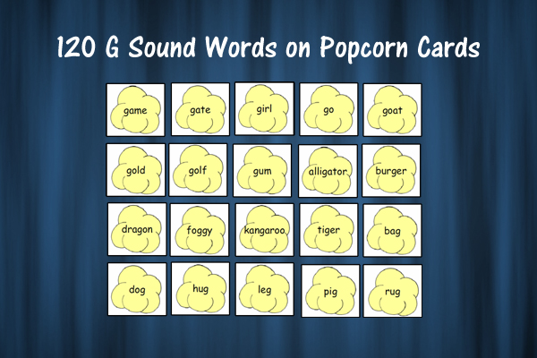 120 G Sound Words On Popcorn Cards