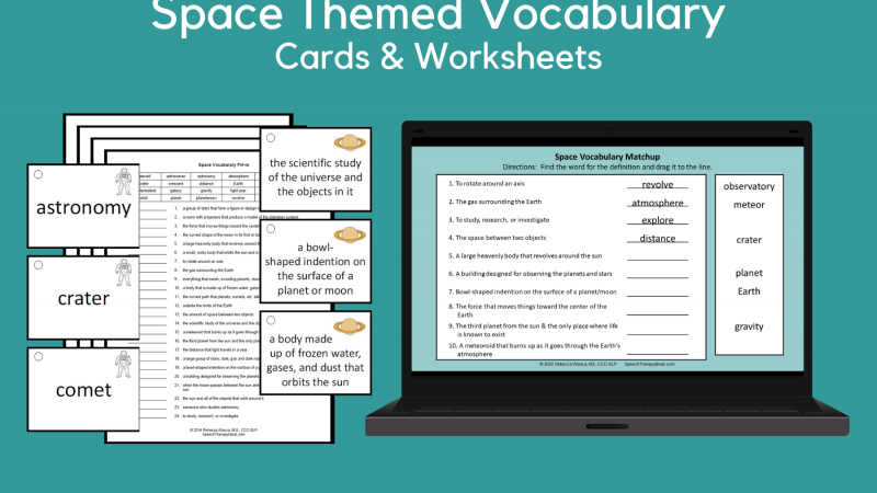 Space Themed Vocabulary – Cards & Worksheets