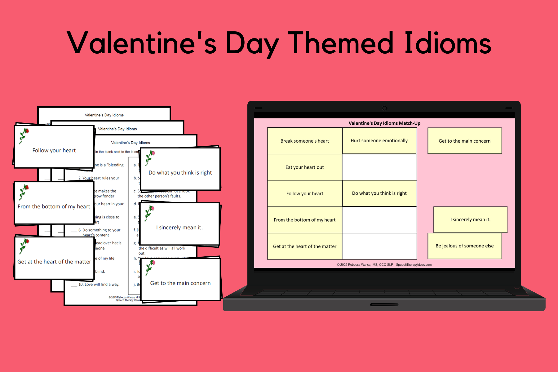 Valentine’s Day Themed Idiom Cards and Worksheets