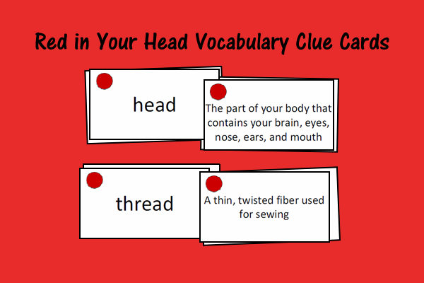 Red In Your Head Vocabulary Clue Cards