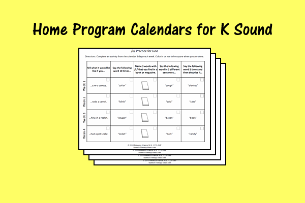Home Program Calendars For K Sound