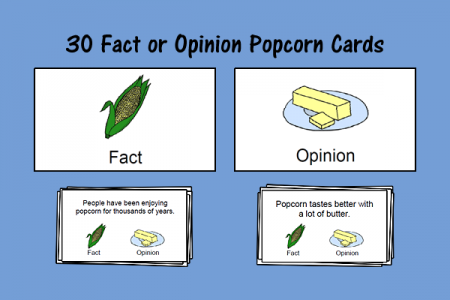 Fact or Opinion Popcorn Cards