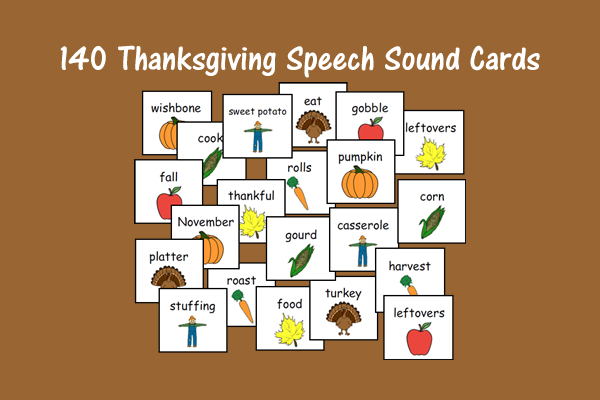 140 Thanksgiving Speech Sound Cards