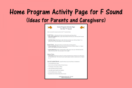 Home Program Activity Page for F Sound - Ideas for Parents and Caregivers
