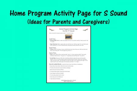 Home Program Activity Page for S Sound - Ideas for Parents and Caregivers