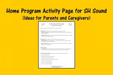 Home Program Activity Page for SH Sound - Ideas for Parents and Caregivers