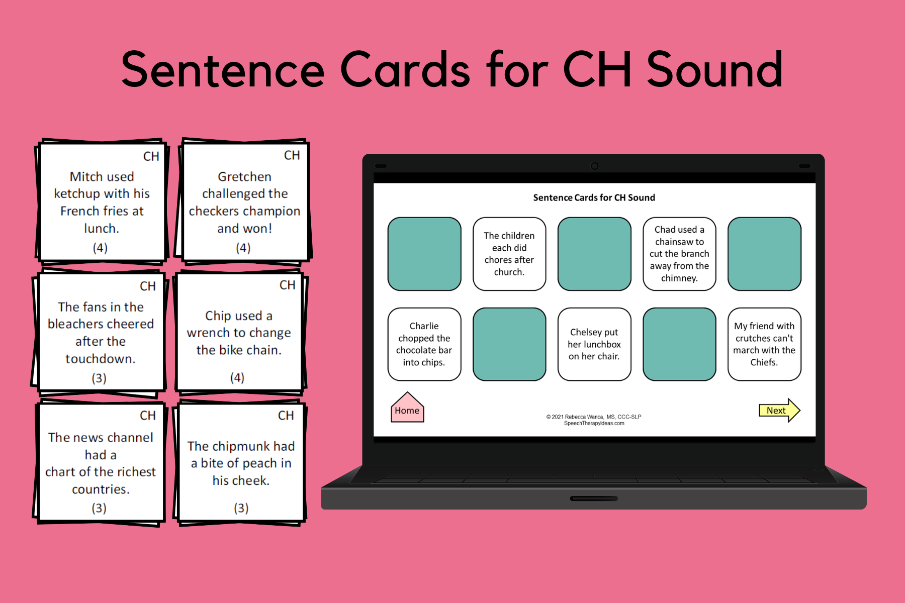 Sentence Cards for CH Sound