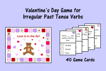 Valentine's Day Game for Irregular Past Tense Verbs