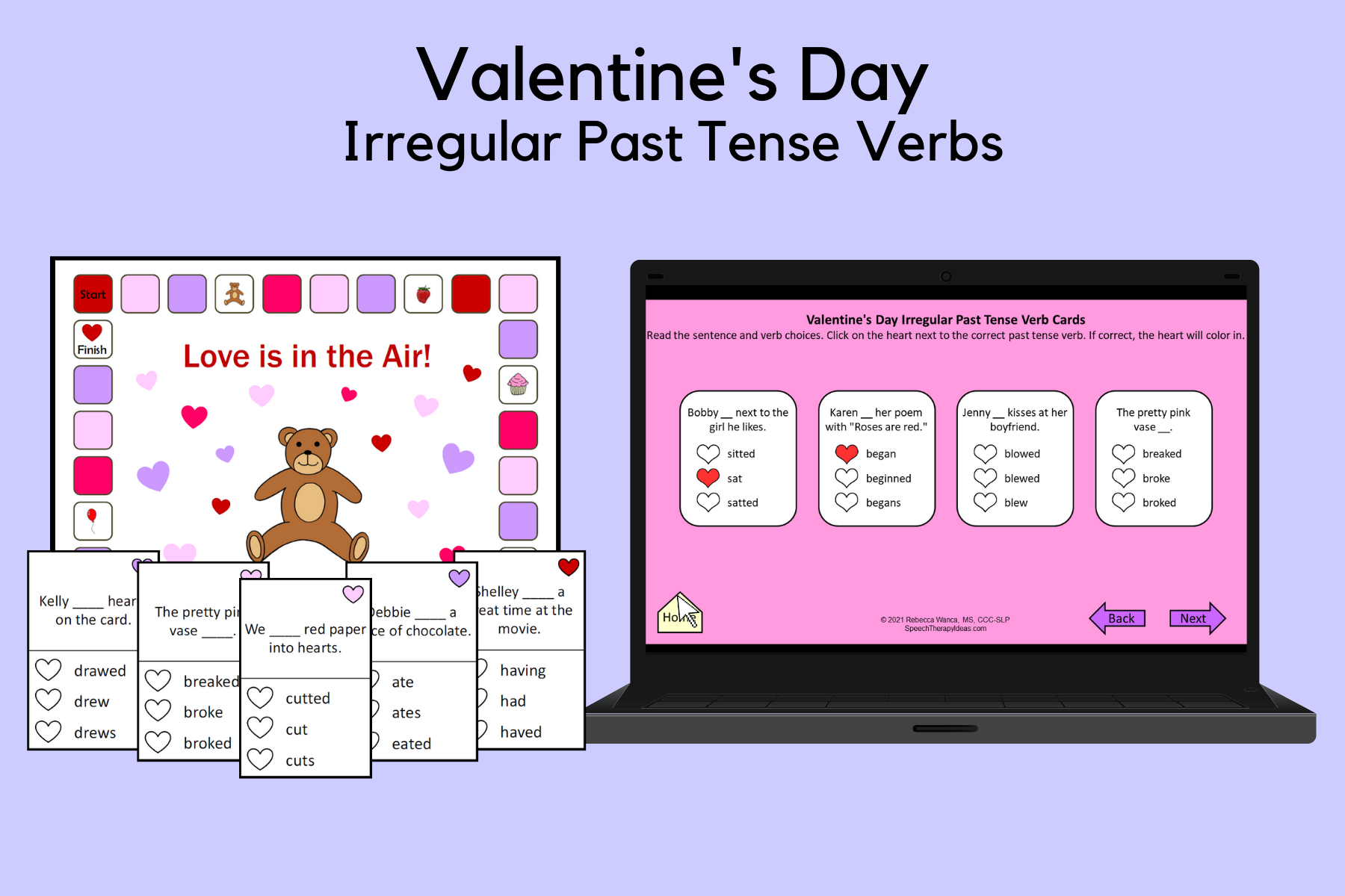 Valentine’s Day Game for Irregular Past Tense Verbs